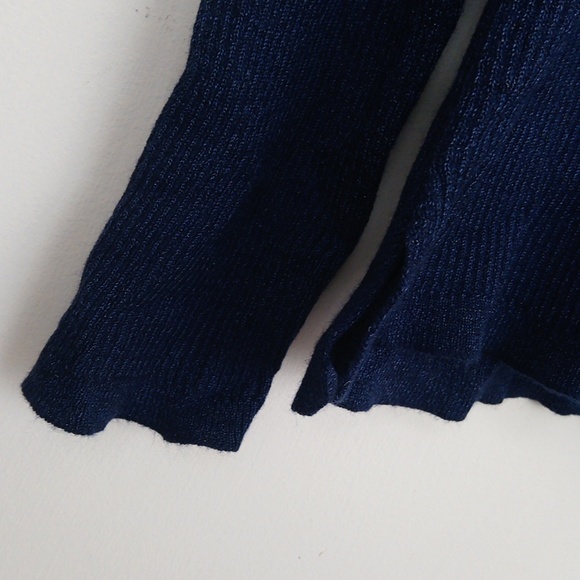 New Ribbed Sparkly Knit V Neck Cold Shoulder Stretchy Sweater Top - Picture 2 of 14